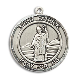 bliss Sterling Silver Saint St Patrick Ireland Round Medal Pendant Necklace 18'' Chain