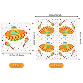 OXYLIPO 40Pcs Mexican Fiesta Paper Napkins Cinco De Mayo Disposable Lunch Dinner Paper Napkin Set for Cinco De Mayo Baby Shower Dinner Picnic Party Tableware Decor Supplies,6.5 * 6.5 Inch