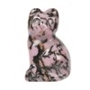 Carved Natural Matrix Rhodonite Cat Guardian Statue Home Decor Reiki
