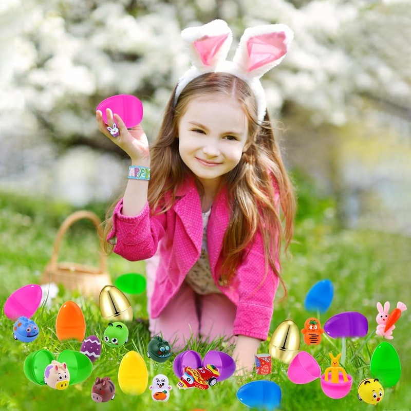 XIMISHOP 60PACK Pre Filled Easter Eggs with Party Favors Assortment