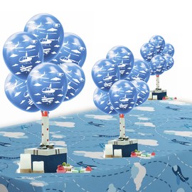 18pcs Airplane Theme Latex Balloons Airplane Cloud Balloons Airplane Party Decorations for Time Flies Plane Aviator Aircraft Adventure Themed Birthday Party Supplies