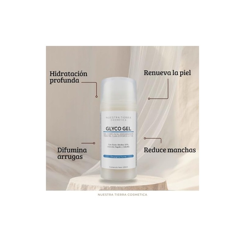 Gel Despigmentante de Ácido Glicólico para Piel Clara. Orgánico. -100ml-