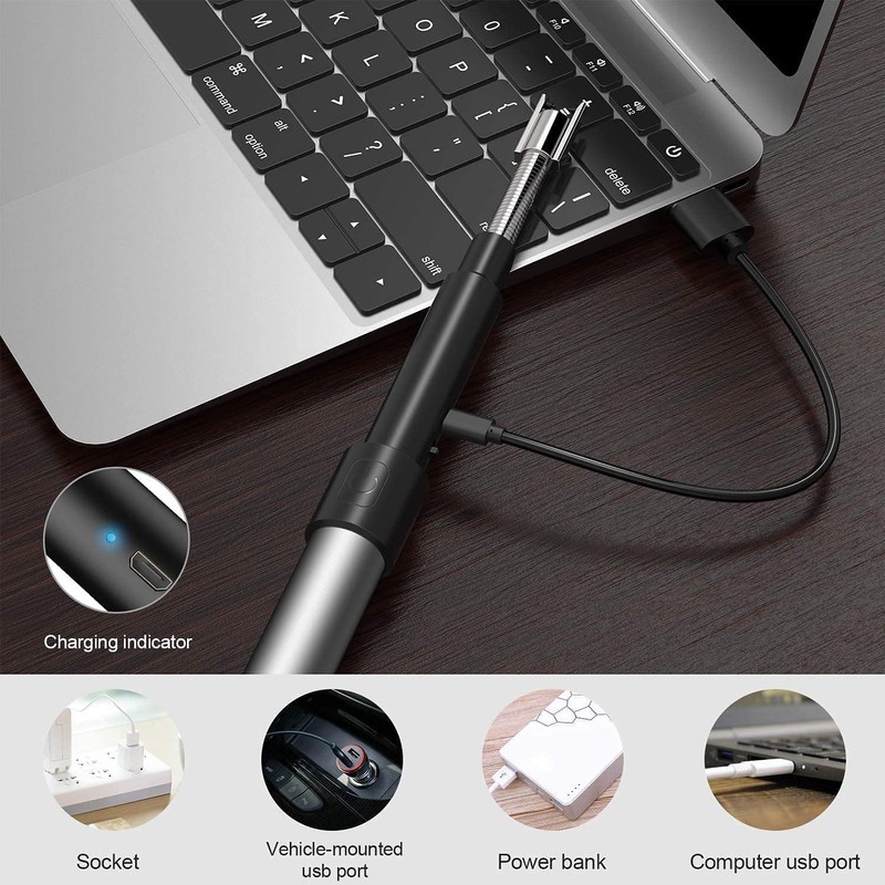 Electric Long Lighter,Retractable Length(11.4in-27.55in),Lgnition Port Can be Rotated 360°,Flameless Electronic