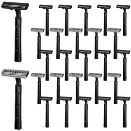 Jutom 25 Pcs Twin Blade Disposable Razors Bulk with Safety Cap Stainless Steel Shaving Razors Bulk Multipurpose Portable for Men Women Bathing Hotel Travel Camping Charity Apartment