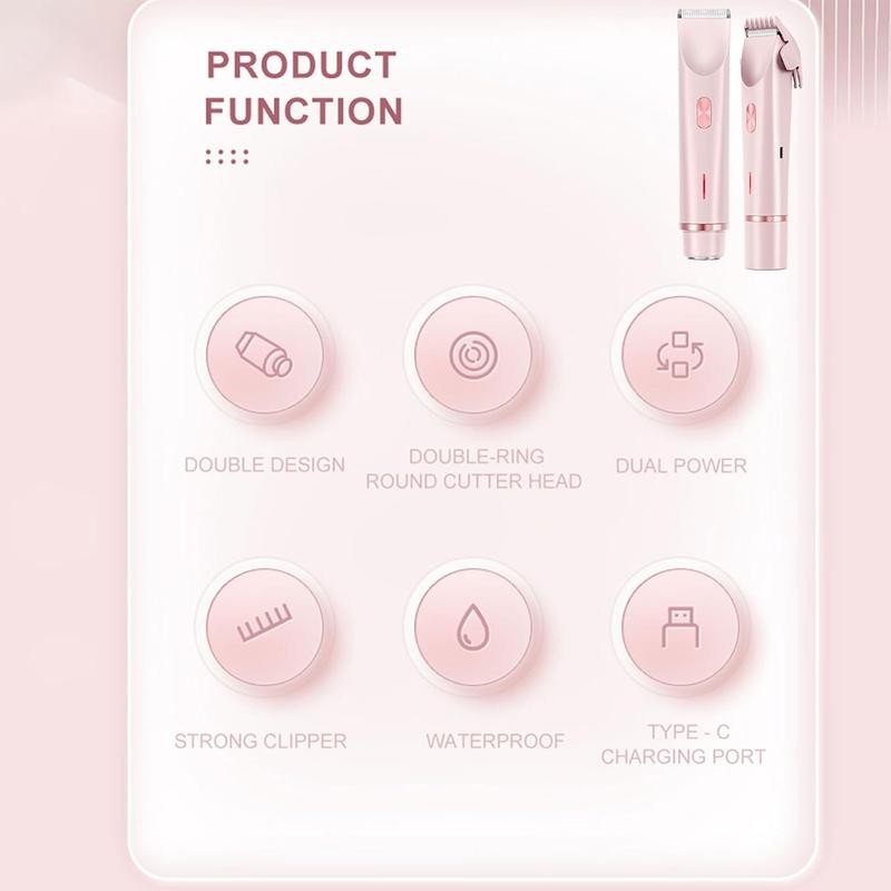 2-in-1 Electric Shaver and Bikini Trimmer, Double-Head, USB Rechargeable 400mAh