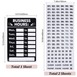 GORGECRAFT 3pcs Business Time Sign Opening Time Sign Open-Closed Signs Opening Time Signs For Business Glass Door Window Retail Shop Office Restaurant 2 Sheets Numbers