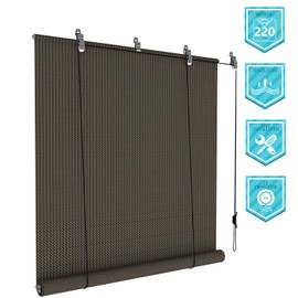 Coarbor Outdoor Roll up Shades Blinds for Porch Patio Shade Exterior Roller Shade Privacy Shade Screen for Deck Pergola Gazebo Brown 8'W x 6'H