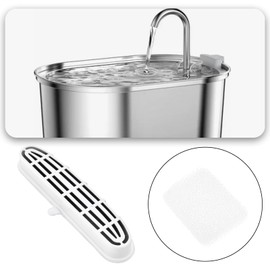 SG Store 8 Pieces Stainless Steel Cat Water Fountain Filters 6 * 1.375 * 0.62in Compatible with 108/3.2L Adjustable Water Flow Pet Water Fountain with Sponges