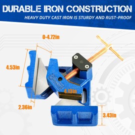 COGNATIVE 5-Inch Cast Iron Welders Angle Clamp, Heavy Duty Right Angle 90 Degrees Welding Clamps for Woodworking Corner Miter Clamp