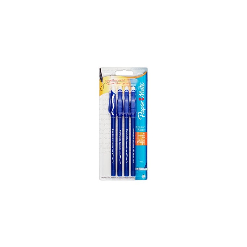 Paper Mate® EraserMate® Pens, Medium Point, 1.0 mm, Blue Barrel,
