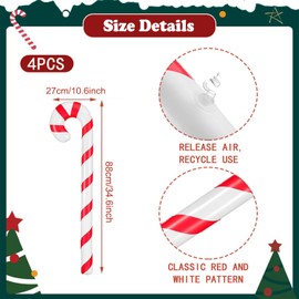 BUKYCAT Pack of 4 Inflatable Candy Canes Christmas Decoration, Large Candy Cane Decoration, Candy Cane Stick, Christmas Decoration for Christmas Decoration, Inflatable Christmas Decoration