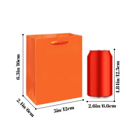 qiqee 10PCS Bright Orange Mini Gift Bags with Tissue Paper Handles 6.3"x4.7"x2.4" Small Size Present Party Favor Bags（10pcs Bags,30pcs Tissue Paper ）