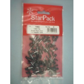 Star Pack 50 Cable Clip Round Black 6MM for TV Coax SAT
