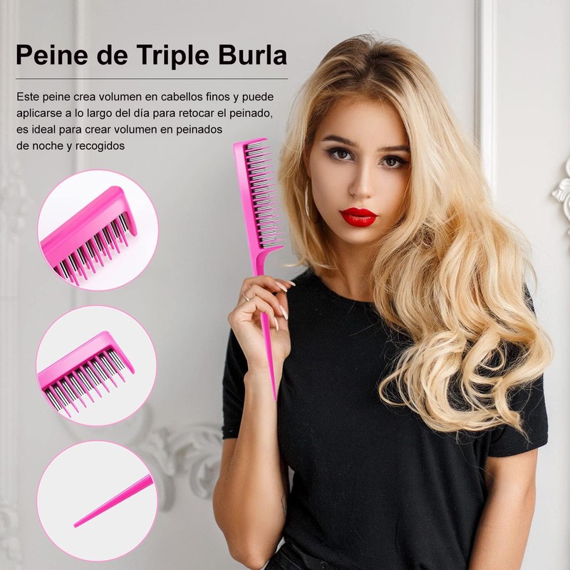 15PCS Peines para Peinar el Cabello Mujer, con 2 Velcro