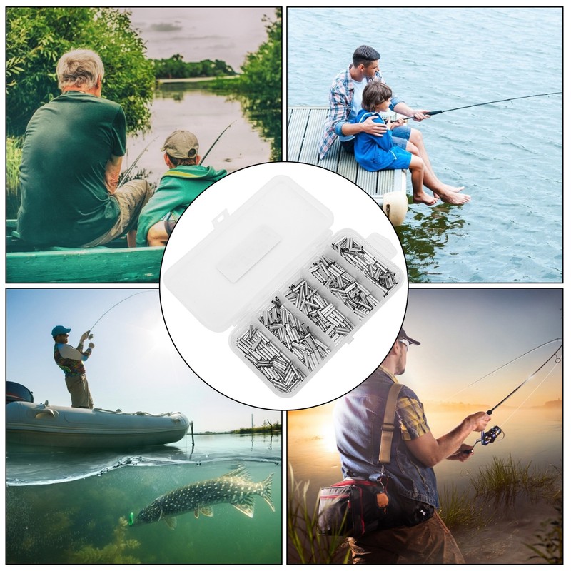 500PCS Single Double Barrel Crimping Sleeve Fishing Line Wire Leader