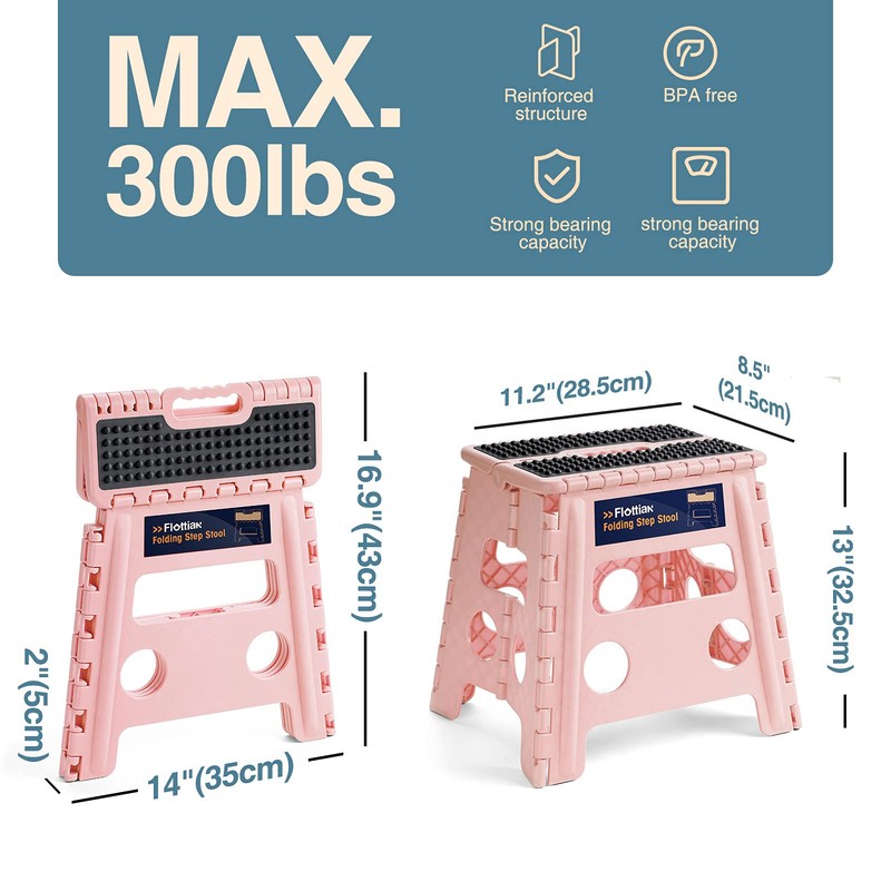 Flottian 13" Folding Step Stool for Adults and Kids Holds