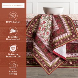 Maison d' Hermine Cloth Napkins Set of 4 100% Cotton Everyday Reusable Square Napkins Cloth Washable, Dinner, Party, Wedding, Restaurant (Reveillon Au Jardin, 20" x 20")