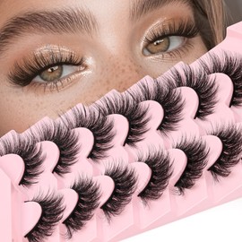 Losha Lashes Wispy False Eyelashes C Curl Cat Eye Lashes Natural Look 7 Pairs Lashes Strips 9-18mm Fluffy Fake Eyelashes with Soft Touch (FC02)