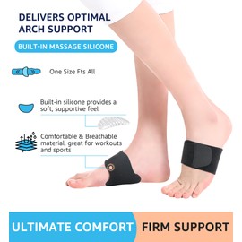 HiRui Arch Support Braces (Pair) for Plantar Fasciitis Relief - Adjustable Arch Support Wraps with Gel Pads for Flat Feet High & Fallen Arch, Wear Over/Under Socks, Fits All Shoes - Unisex (Black)
