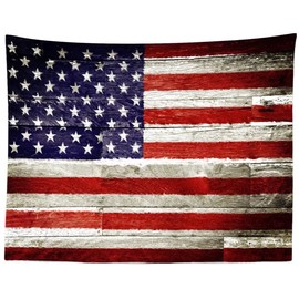 BELECO Vintage American Flag Tapestry Wall Hanging Retro Stars and Stripes Rusty Weathered Wood Planks Wall Decor Patriotic US Flag Tapestry for Bedroom Living Room Dorm Decor 60x40 Inch