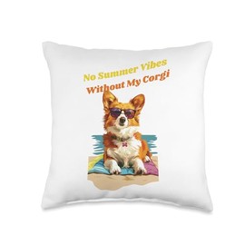 Summer gift for Corgi owners Gift idea for dog lovers Throw Pillow