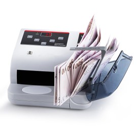 Bonvoisin Money Counting Machine, Money Checker with UV/MG/WM Counterfeit Money Detection, Banknote Counter with Lock Box, Counts up to 100 Banknotes per Stack, Speed of 600 Banknotes per Minute (EU)