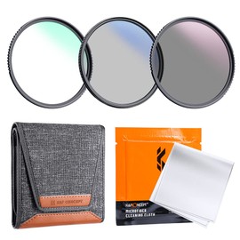 K&F Concept 43mm UV CPL ND4 Lens Filter Kit, UV Protector Circular Polarising Neutral Density Filter Accessory for DSLR Cameras Cleaning Cloth Filter Bag Pouch