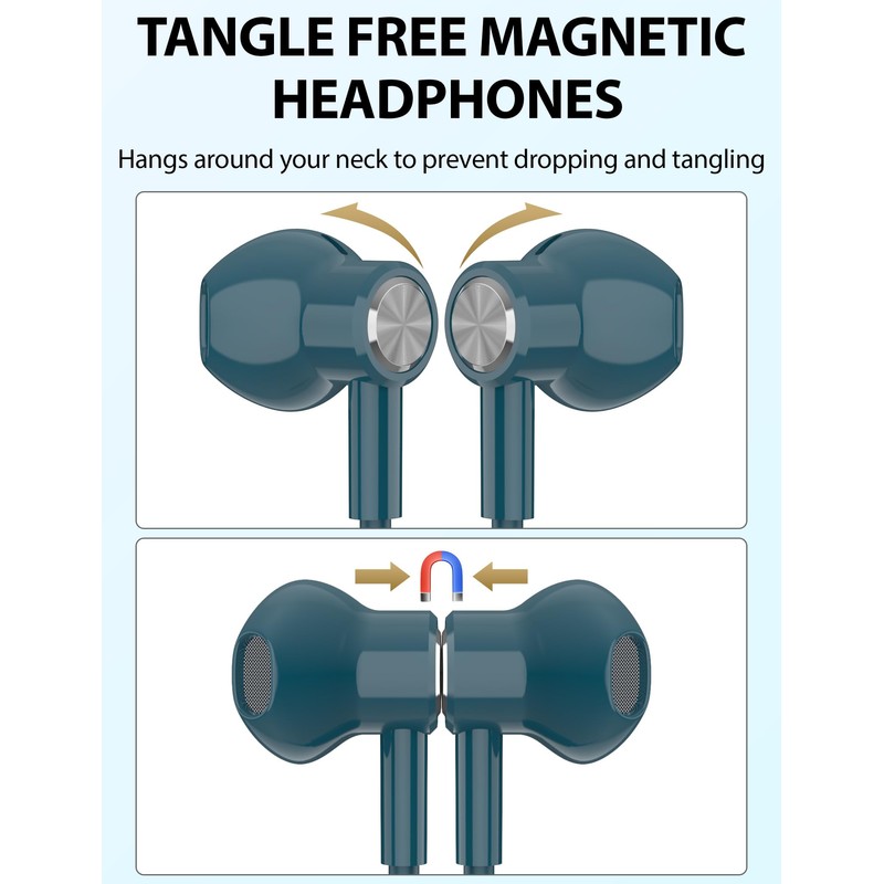 iMangoo for Apple Lightning Headphones MFi-Certified Wired Earbuds Blue |