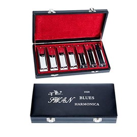 SWAN Harmonica Set 7 Keys A B C D E F G 10 Hole 20 Tones Harmonica Blues Mini Harmonica for Adult, Professional Player,Beginner,Students with Case Bag (Silver 7 key (A B C D E F G))…