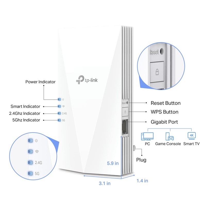 TP-Link AX3000 WiFi 6 Range Extender Internet Booster(RE700X), Dual Band,