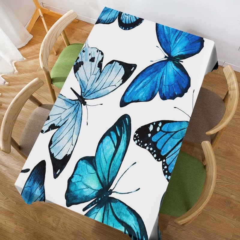 Walmsco Tablecloth Blue Butterfly Decor For Dining Room Kitchen Rectangular