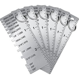 Weewooday 6 Pcs Wire/Metal Sheet Thickness Gauge Metal Tool Stainless Steel Welding One Sided Material Thickness Gauge Plated Size Inspection Tool (Square)