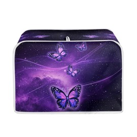Talayituse Galaxy Butterfly Print 4 Slice Toaster Covers Dust Protection Bread Maker Covers Toaster Oven Cloth Cover Kitchen Accessories Washable Appliance Cover, M