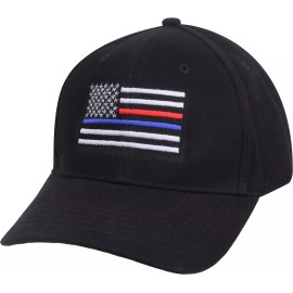 Rothco Black Thin Blue Line Thin Red Line USA Flag Support Police Firefighters Hat Cap