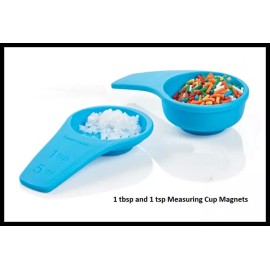 Tupperware Refrigerator Magnet Mini Measuring Spoons TBSP and TSP Raindrop Blue