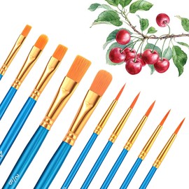 LSXD Pinceles para Acuarela, Juego de 20 Pzs Pinceles para Pintura Acrilica Profesionales, Cabeza Plana y con Punta, Kit de Pinceles para Oleo de Nailon para Niños, Artistas, Aula, Pintacaritas(Azul)