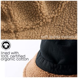 CHARM Winter Bucket Hat Fishing Hat Teddy Fur Fishing Hat Chemo Organic Cotton, brown