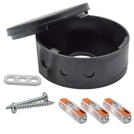 Professional Junction Box Set Black Including 3x Through Terminals 221-2411 and Mounting Accessories Diameter 70 x 32 mm Surface-Mounted Box Connection Box Canopy Ceiling Socket
