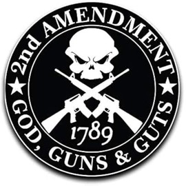 2nd Amendment God Guns Guts Skull Magnet - 5 Inches at Longest End - Heavy Duty Refrigerator Magnet Full Color UV Printed Fade Resistant - One 5 Inch Magnet