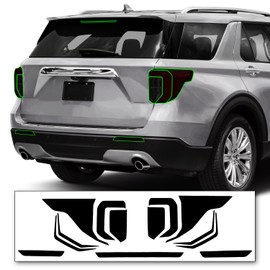 KUVR Pre-Cut Tailight Combo Reflector & Third Break Tint Kit Compatible with Ford Explorer 2020 | Precision Cut Stretchable PPF Vinyl Overlay Cover Wrap (Dark Smoke)