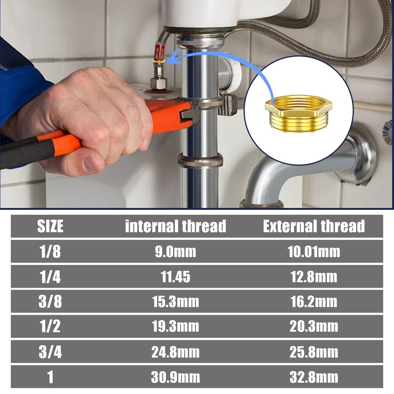 Aitsite Reducer 3/8 to 1/2 inch made of brass, reduction