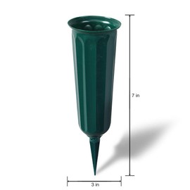 FloraCraft Plastic Cemetery Vase With Detachable Spike 3 Inch x 7 Inch Green