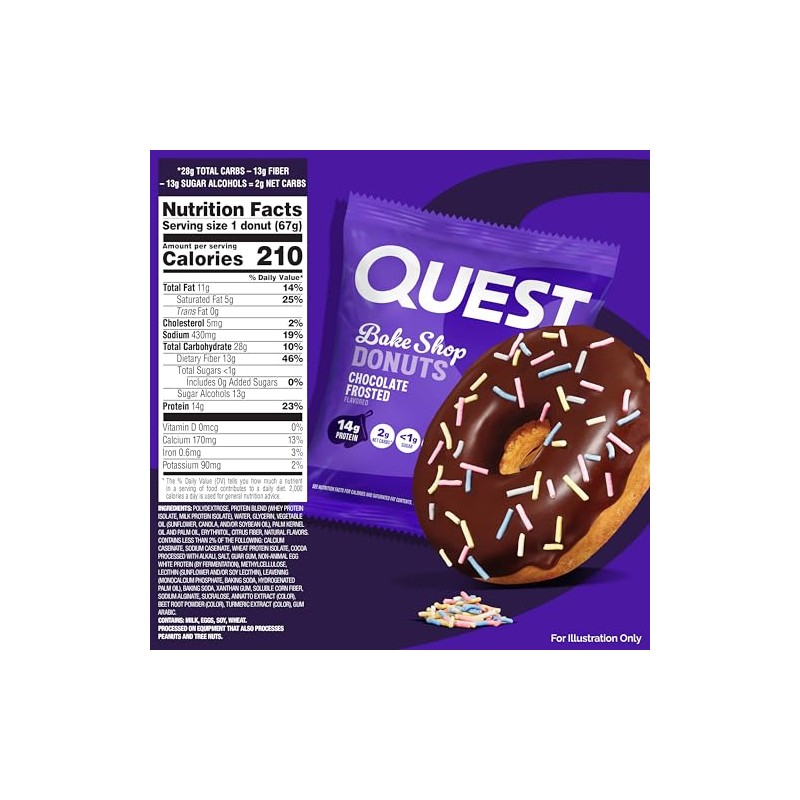 Quest Nutrition Bake Shop, Chocolate Frosted Donuts, 14g Protein, Less