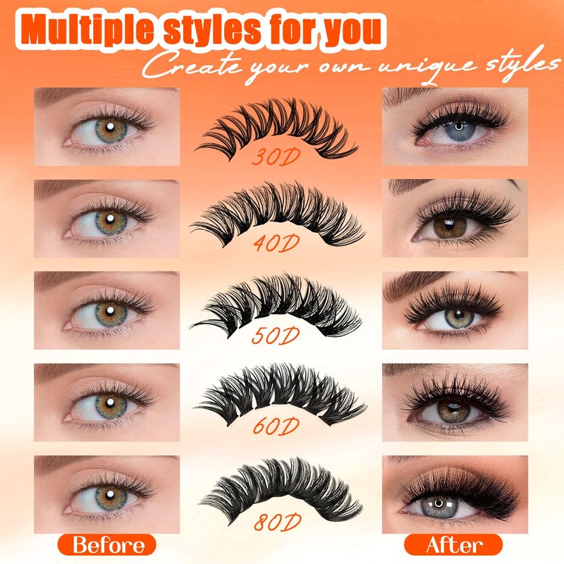 Cluster Lashes D Curl 640pcs Individual Eyelashes Natural Look 10-16