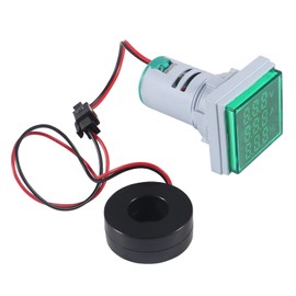 AITIAO 2PCS 3 in 1 Digital Voltmeter Ammeter Frequency Indicator AC 60-500V 0-100A 20-75Hz 22mm Square Head Multifunction LED Amp Meter Voltage Detector with CT (Green)