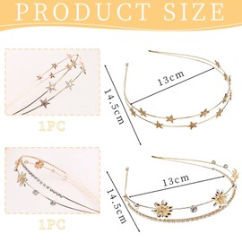 2 Pieces Fashion Headbands, Creative Double Layer Headbands, Women's Hair Accessories, Hair Band Accessories, Rhinestone Flower Star Headbands, Hair Accessories