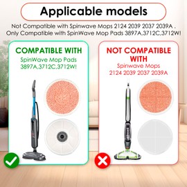 (8 Pack) 3897A Replacement Mop Pads Compatible with Bissell SpinWave SmartSteam Scrubbing Steam Mop 3897A 3712C 3712W, Spinning Scrubbing Mop Pads, Heavy Duty Scrubby Mopping Pads, Orange Pads 4 Set