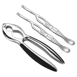 Lobster Claws and Tools, Crab and Lobster Seafood Tool Set, 4-Piece Easy-to-Use Heavy Duty Multipurpose Lobster Claws and Pick Set, Non-Slip Handles with 2 Stainless Steel Forks/Pliers Set, Black