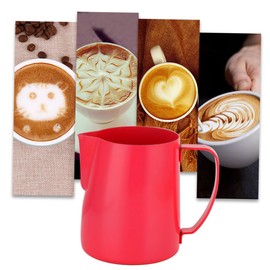 ULTECHNOVO Non Stick Stainless Steel Milk Pour Pot for Elegant Red Frothing Pitcher Easy to Clean Lightweight Design for Home Use