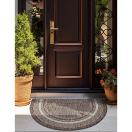 Unique Loom Outdoor Border Collection Area Rug - Soft Border (3' 1" x 6' 1" Hearth Brown/Ivory)